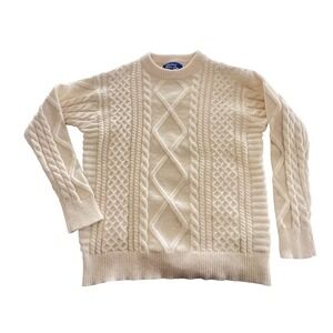 Aelfric Eden Cream Cable Knit Fisherman's Sweater Crewneck Pullover Men's SzM